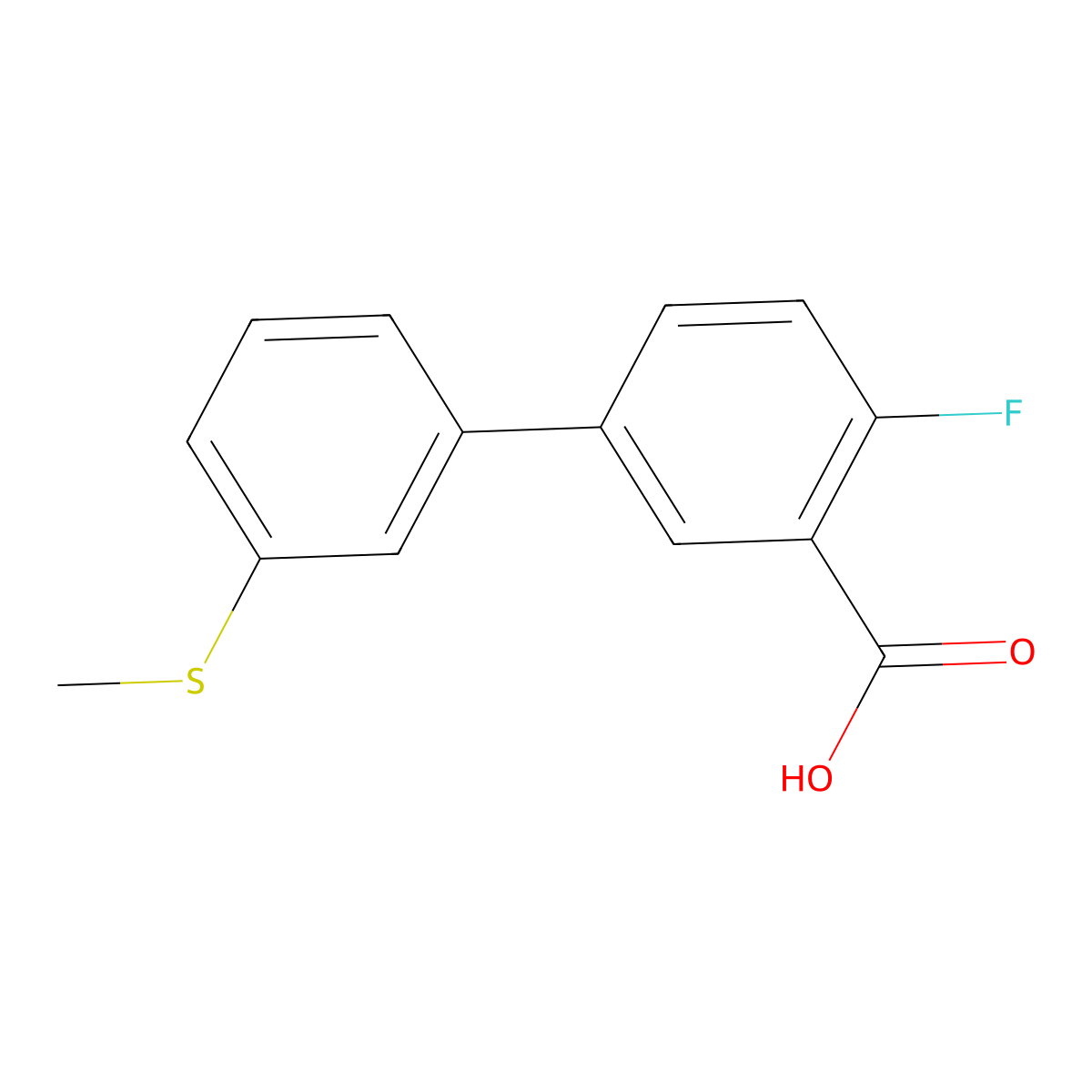 2-Fluoro-5-(3-methylthiophenyl)benzoic acid molecular structure, CAS 1261894-47-6