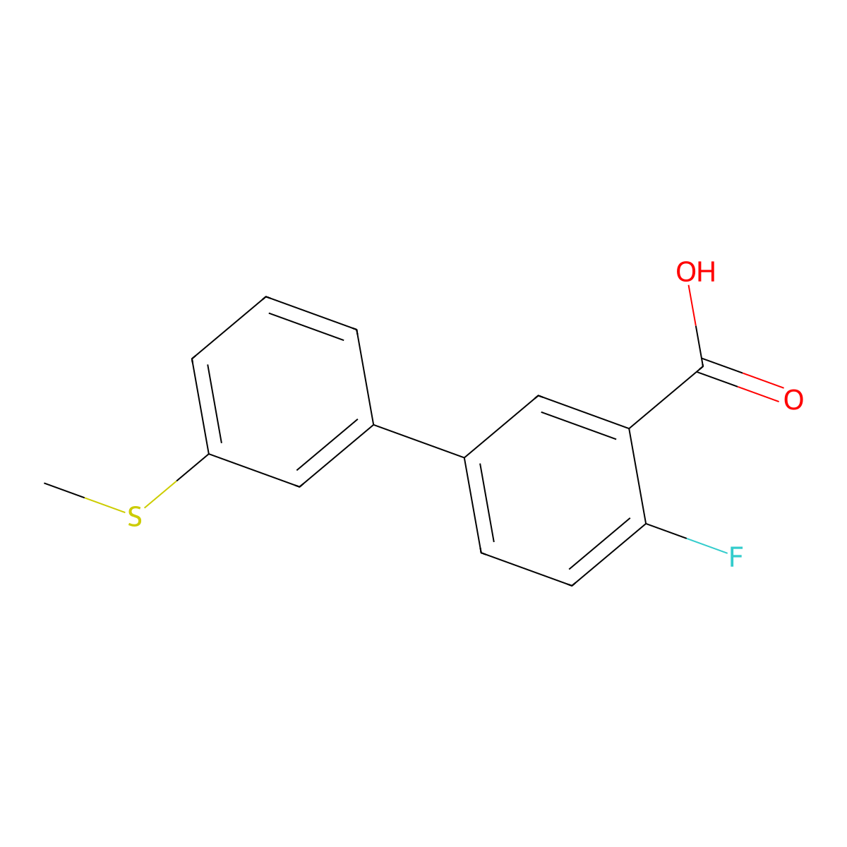 2-Fluoro-5-(3-methylthiophenyl)benzoic acid molecular structure, CAS 1261894-47-6