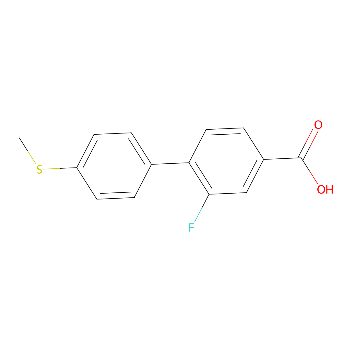 3-Fluoro-4-(4-methylthiophenyl)benzoic acid molecular structure, CAS 1261894-50-1
