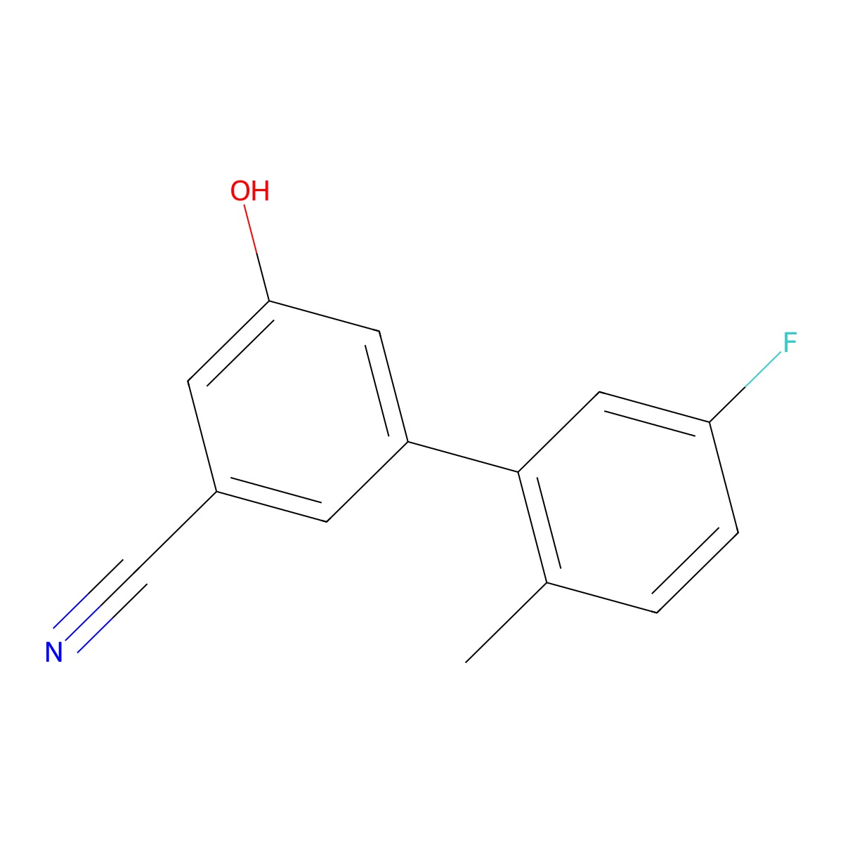 3-Cyano-5-(5-fluoro-2-methylphenyl)phenol molecular structure, CAS 1261894-68-1