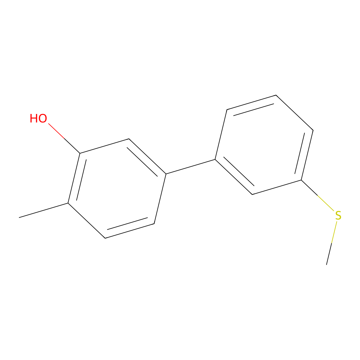 2-Methyl-5-(3-methylthiophenyl)phenol molecular structure, CAS 1261894-72-7