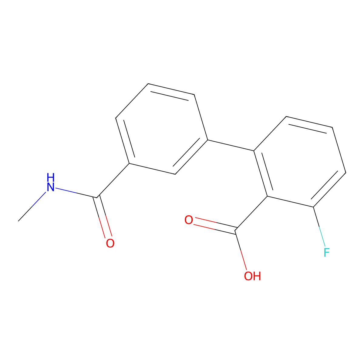 6-Fluoro-2-[3-(N-methylaminocarbonyl)phenyl]benzoic acid molecular structure, CAS 1261894-73-8