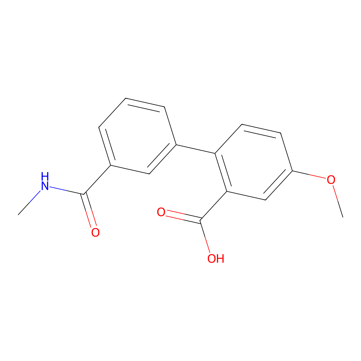 5-Methoxy-2-[3-(N-methylaminocarbonyl)phenyl]benzoic acid molecular structure, CAS 1261894-79-4
