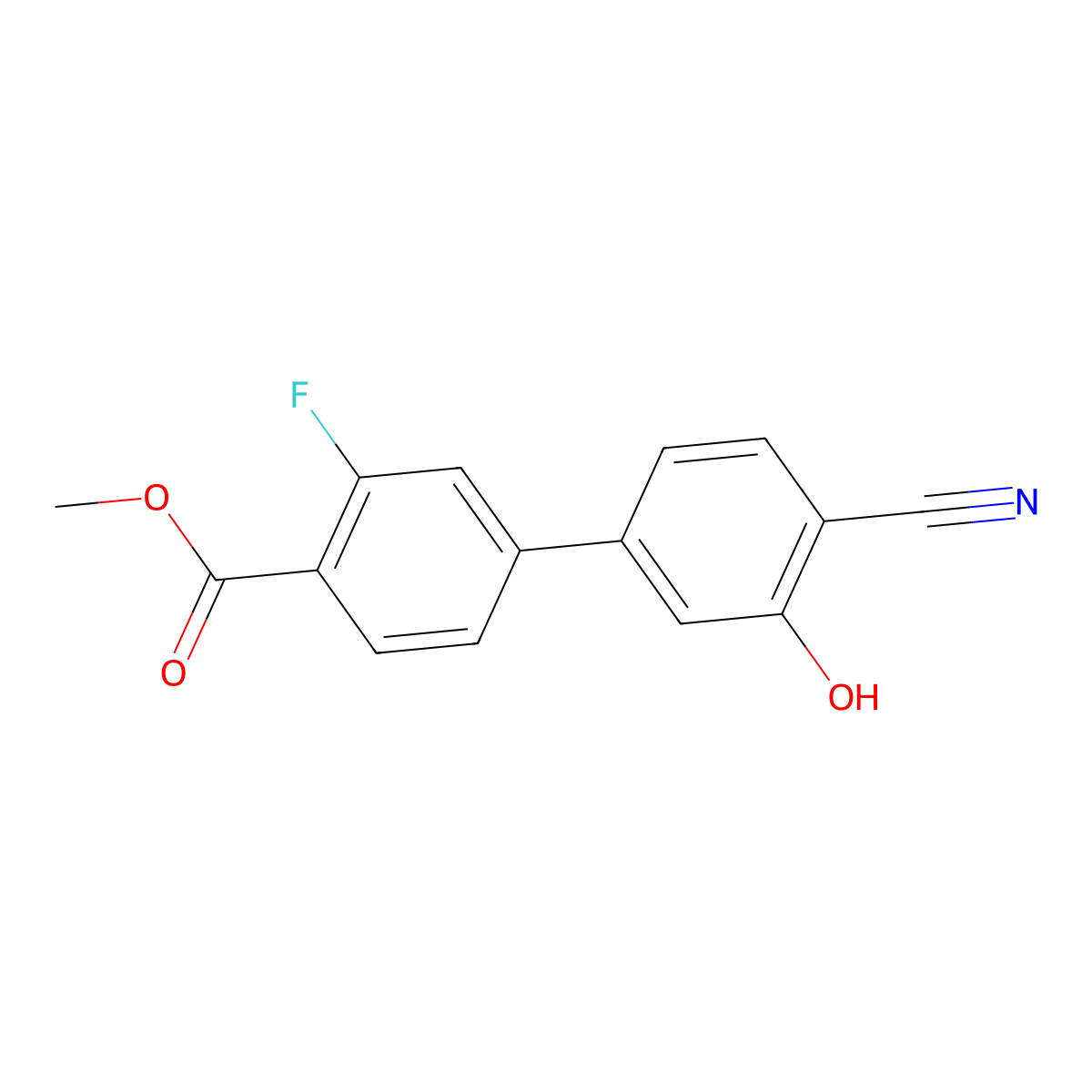 2-Cyano-5-(3-fluoro-4-methoxycarbonylphenyl)phenol molecular structure, CAS 1261894-97-6