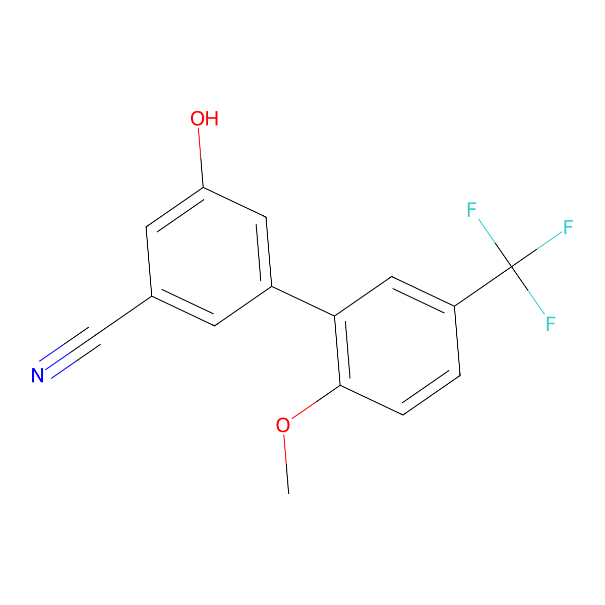 3-Cyano-5-(2-methoxy-5-trifluoromethylphenyl)phenol molecular structure, CAS 1261895-01-5