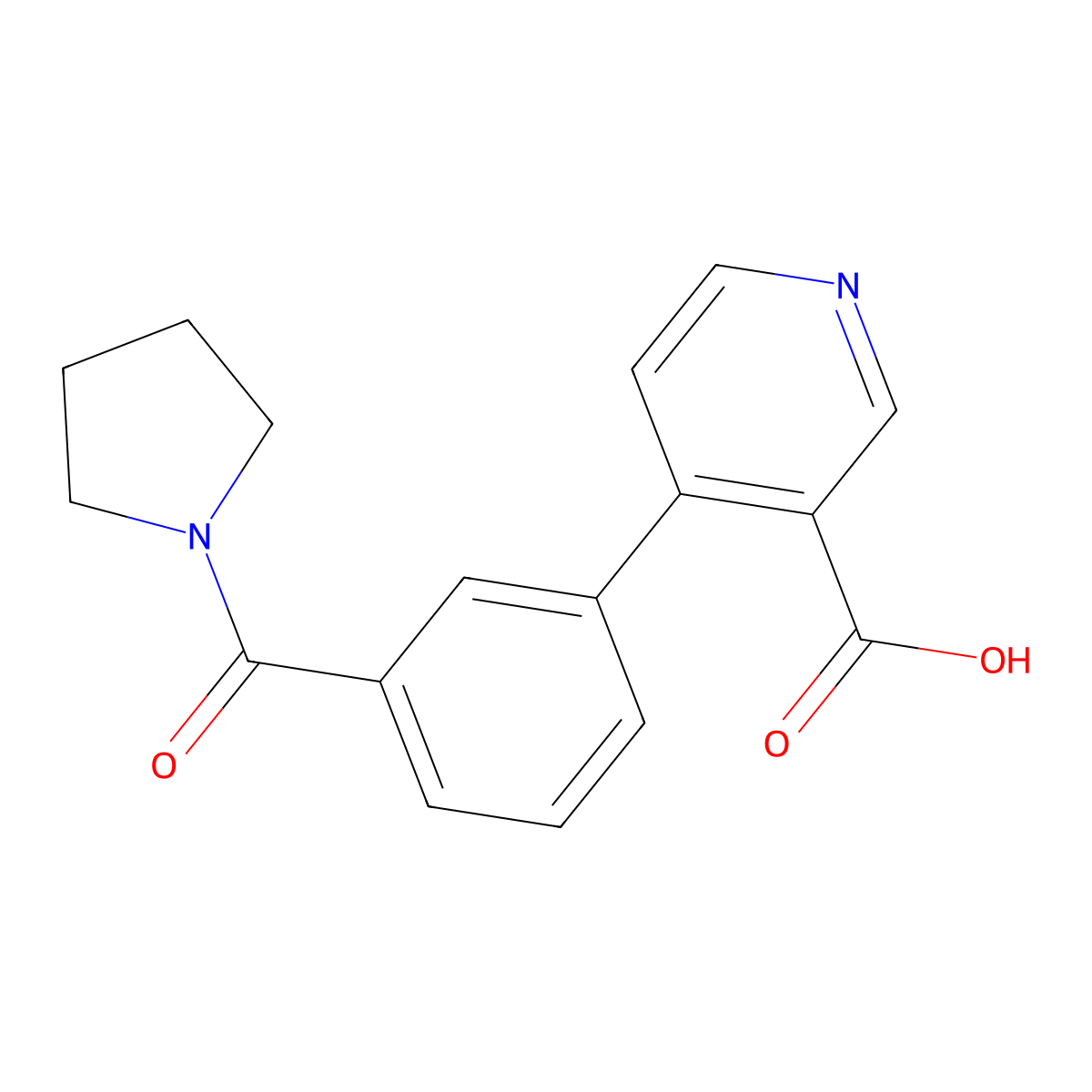 4-(3-Pyrrolidinylcarbonylphenyl)nicotinic acid molecular structure, CAS 1261895-13-9