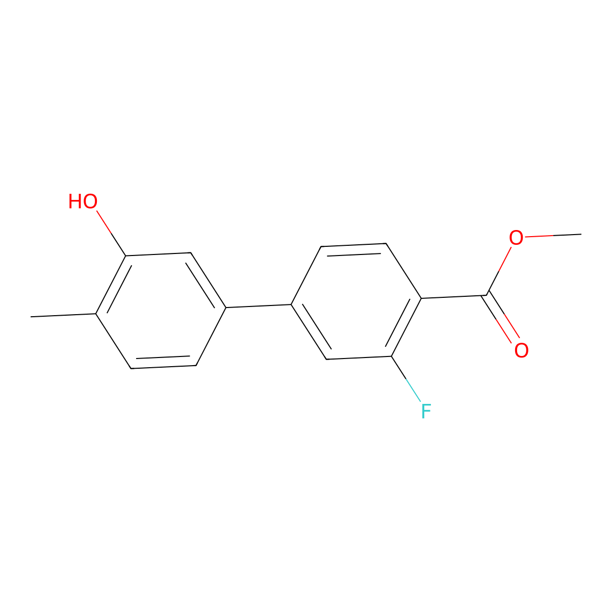 5-(3-Fluoro-4-methoxycarbonylphenyl)-2-methylphenol molecular structure, CAS 1261895-17-3