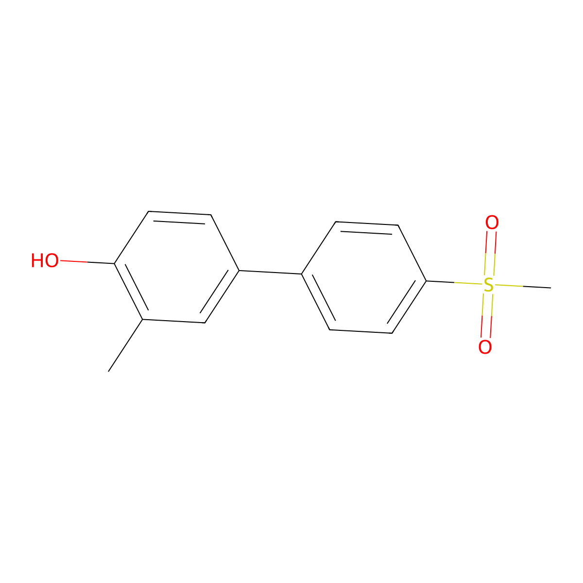 2-Methyl-4-(4-methylsulfonylphenyl)phenol molecular structure, CAS 1261895-23-1