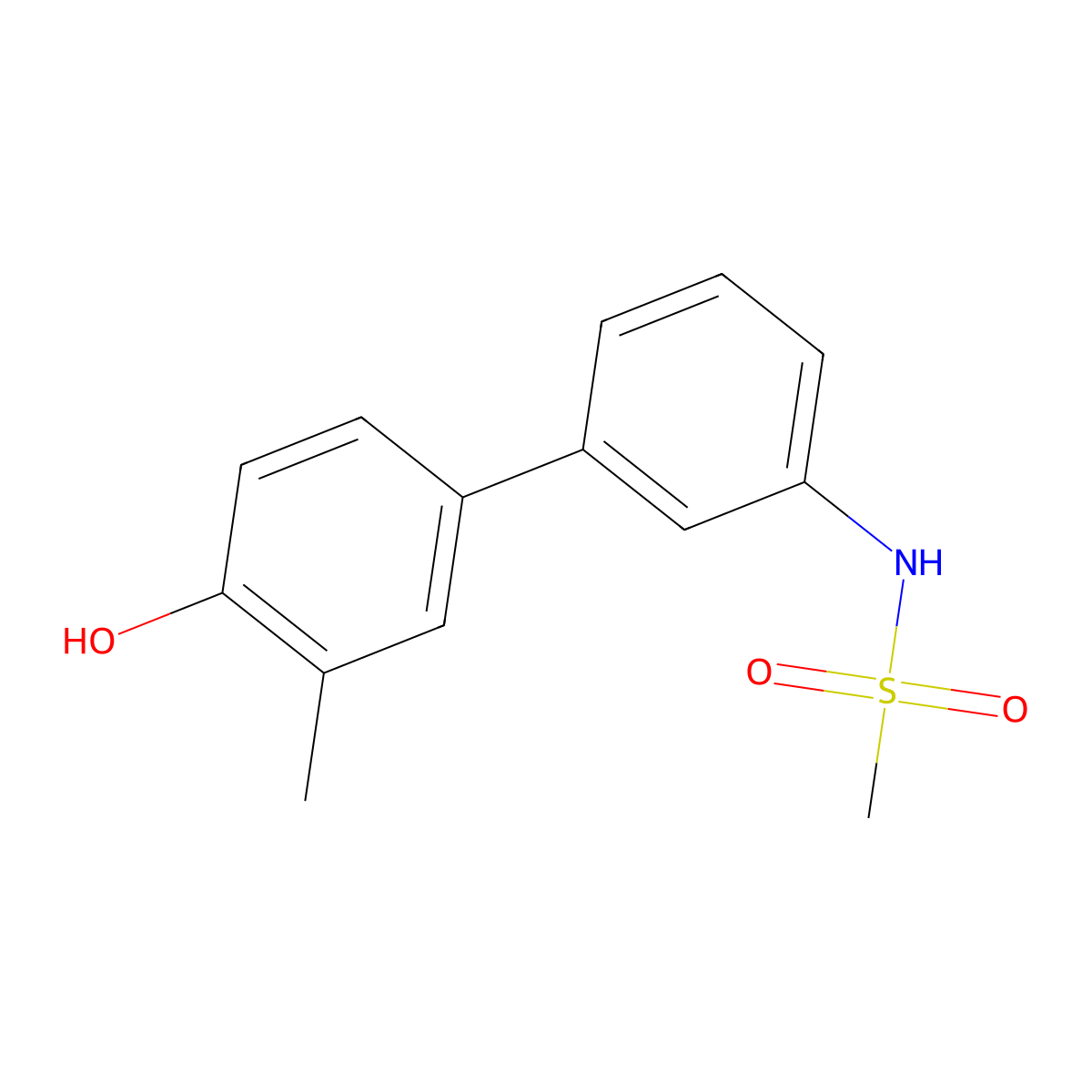 2-Methyl-4-(3-methylsulfonylaminophenyl)phenol molecular structure, CAS 1261895-30-0