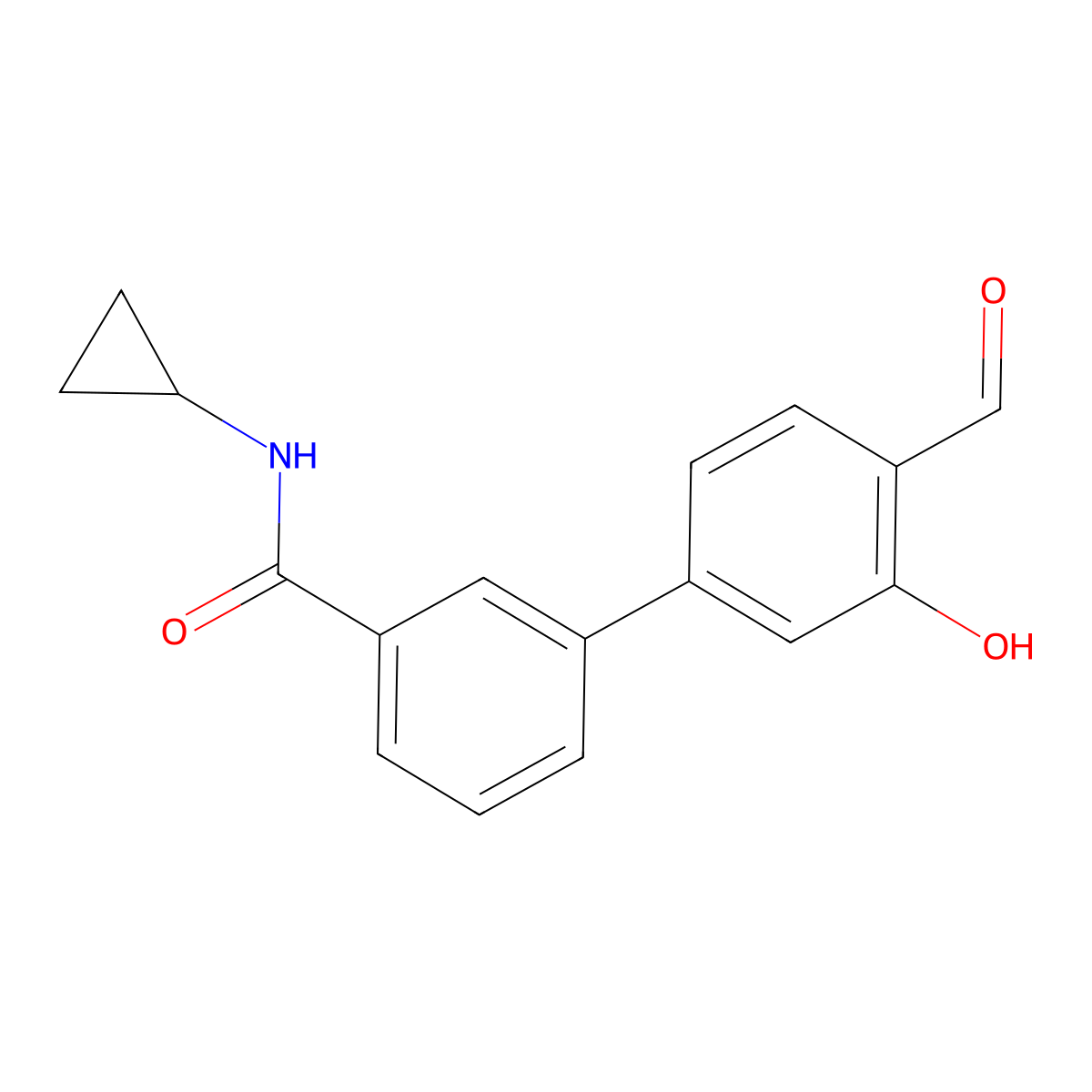 5-[3-(Cyclopropylaminocarbonyl)phenyl]-2-formylphenol molecular structure, CAS 1261895-38-8