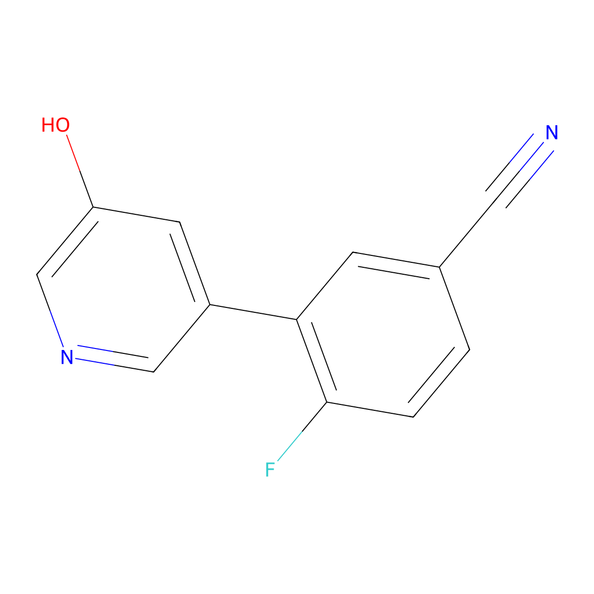 4-Fluoro-3-(5-hydroxypyridin-3-yl)benzonitrile molecular structure, CAS 1261895-46-8