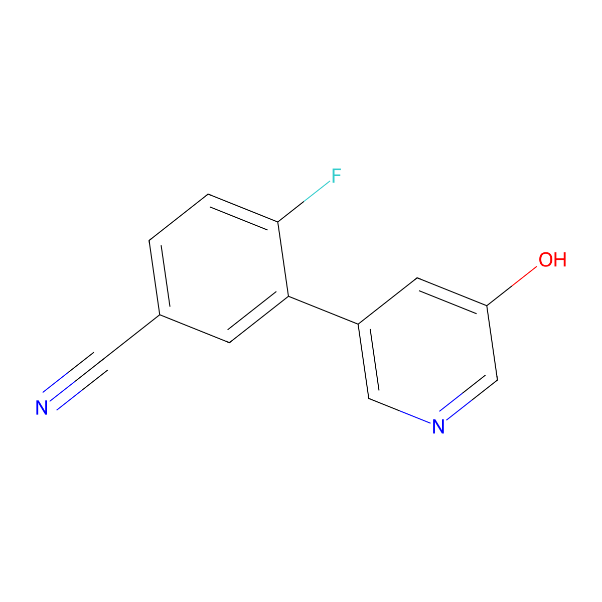 4-Fluoro-3-(5-hydroxypyridin-3-yl)benzonitrile molecular structure, CAS 1261895-46-8