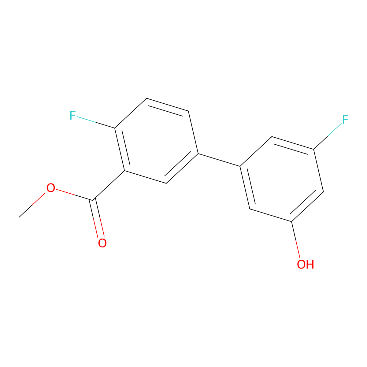 3-Fluoro-5-(4-fluoro-3-methoxycarbonylphenyl)phenol molecular structure, CAS 1261895-59-3