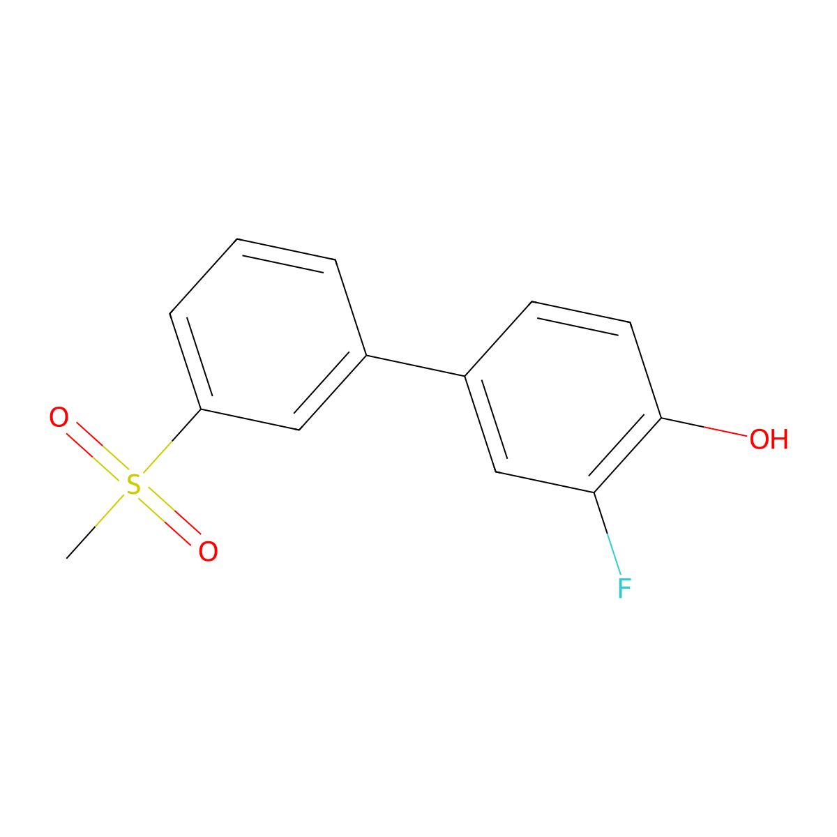2-Fluoro-4-(3-methylsulfonylphenyl)phenol molecular structure, CAS 1261895-62-8