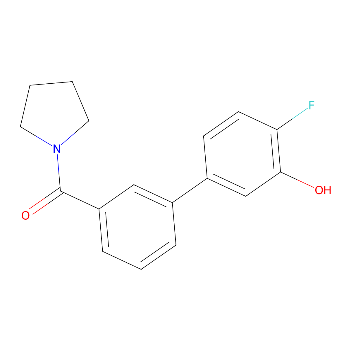 2-Fluoro-5-(3-pyrrolidinylcarbonylphenyl)phenol molecular structure, CAS 1261895-67-3