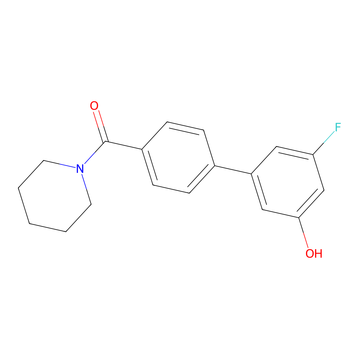 3-Fluoro-5-[4-(piperidine-1-carbonyl)phenyl]phenol molecular structure, CAS 1261895-70-8