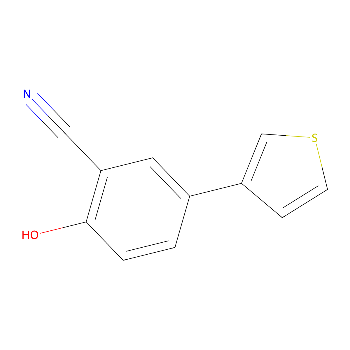 2-Cyano-4-(thiophen-3-YL)phenol molecular structure, CAS 1261895-79-7