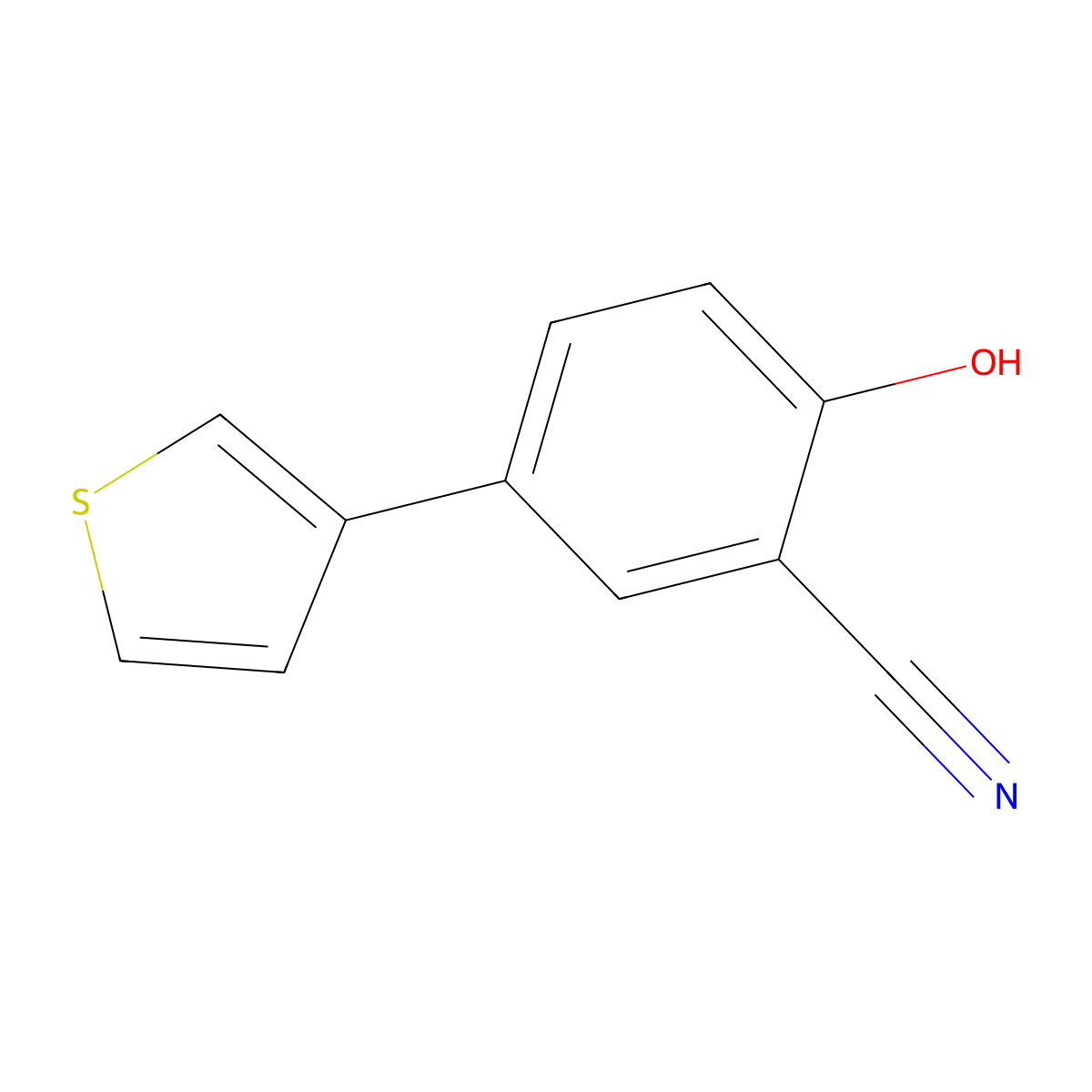 2-Cyano-4-(thiophen-3-YL)phenol molecular structure, CAS 1261895-79-7