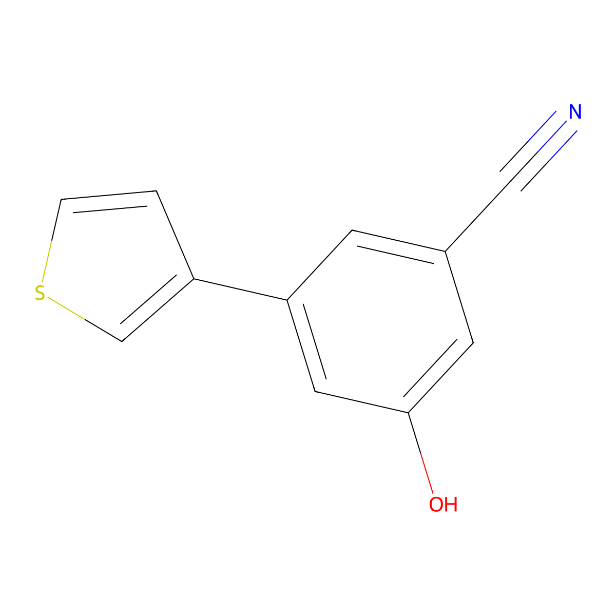 3-Cyano-5-(thiophen-3-YL)phenol molecular structure, CAS 1261895-81-1