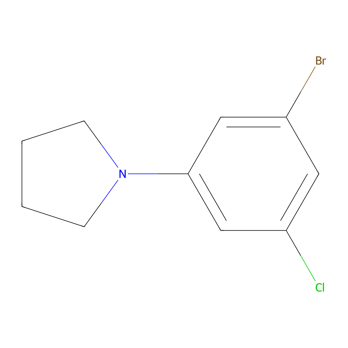 1-(3-Bromo-5-chlorophenyl)pyrrolidine molecular structure, CAS 1261895-87-7