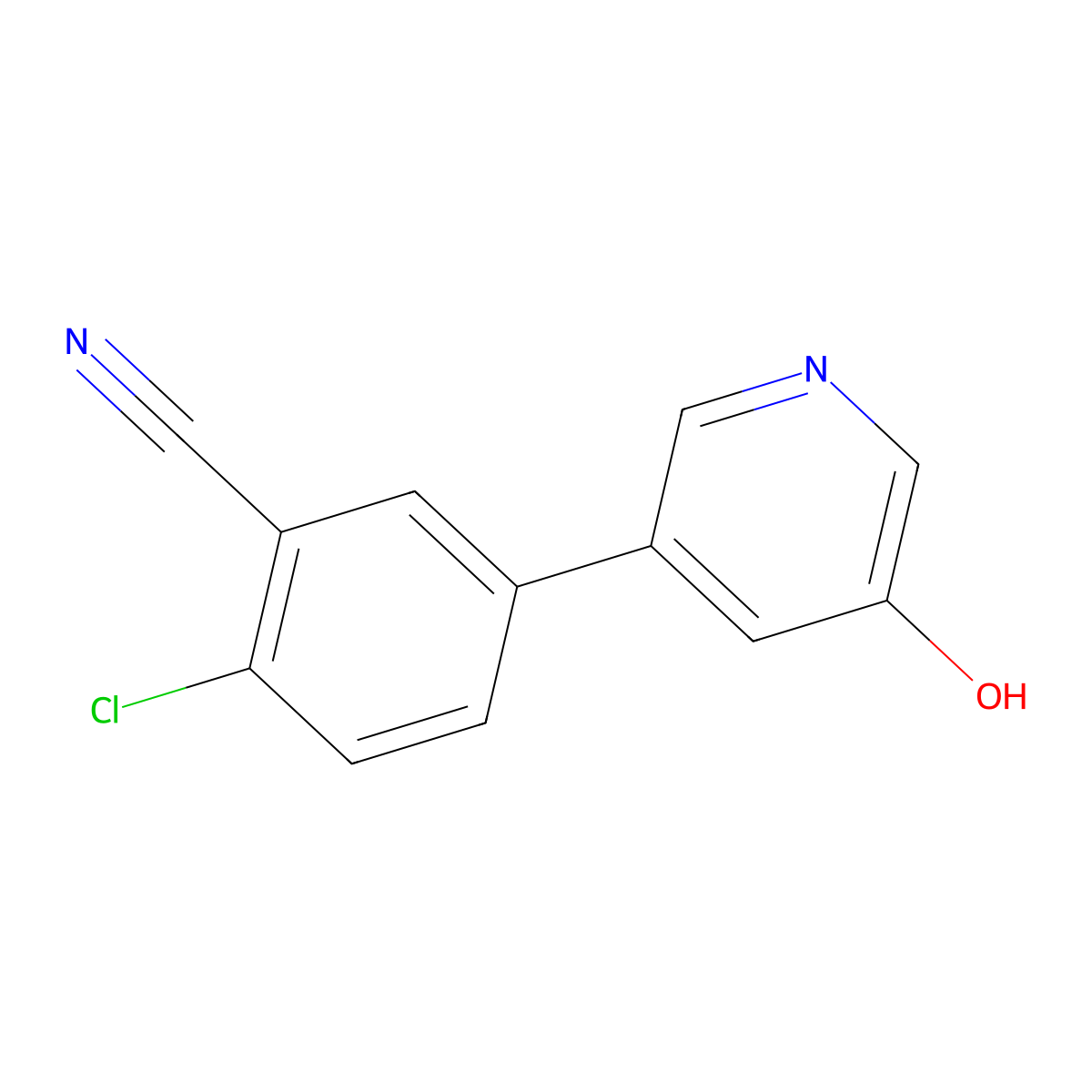 2-Chloro-5-(5-hydroxypyridin-3-yl)benzonitrile molecular structure, CAS 1261895-88-8