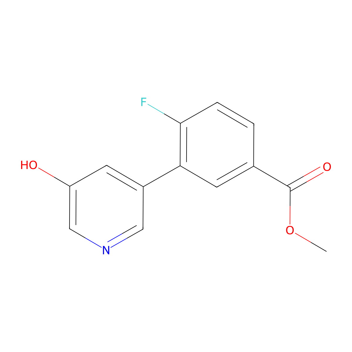 Methyl 4-fluoro-3-(5-hydroxypyridin-3-yl)benzoate molecular structure, CAS 1261895-91-3