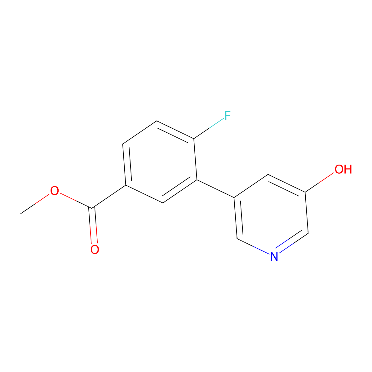 Methyl 4-fluoro-3-(5-hydroxypyridin-3-yl)benzoate molecular structure, CAS 1261895-91-3