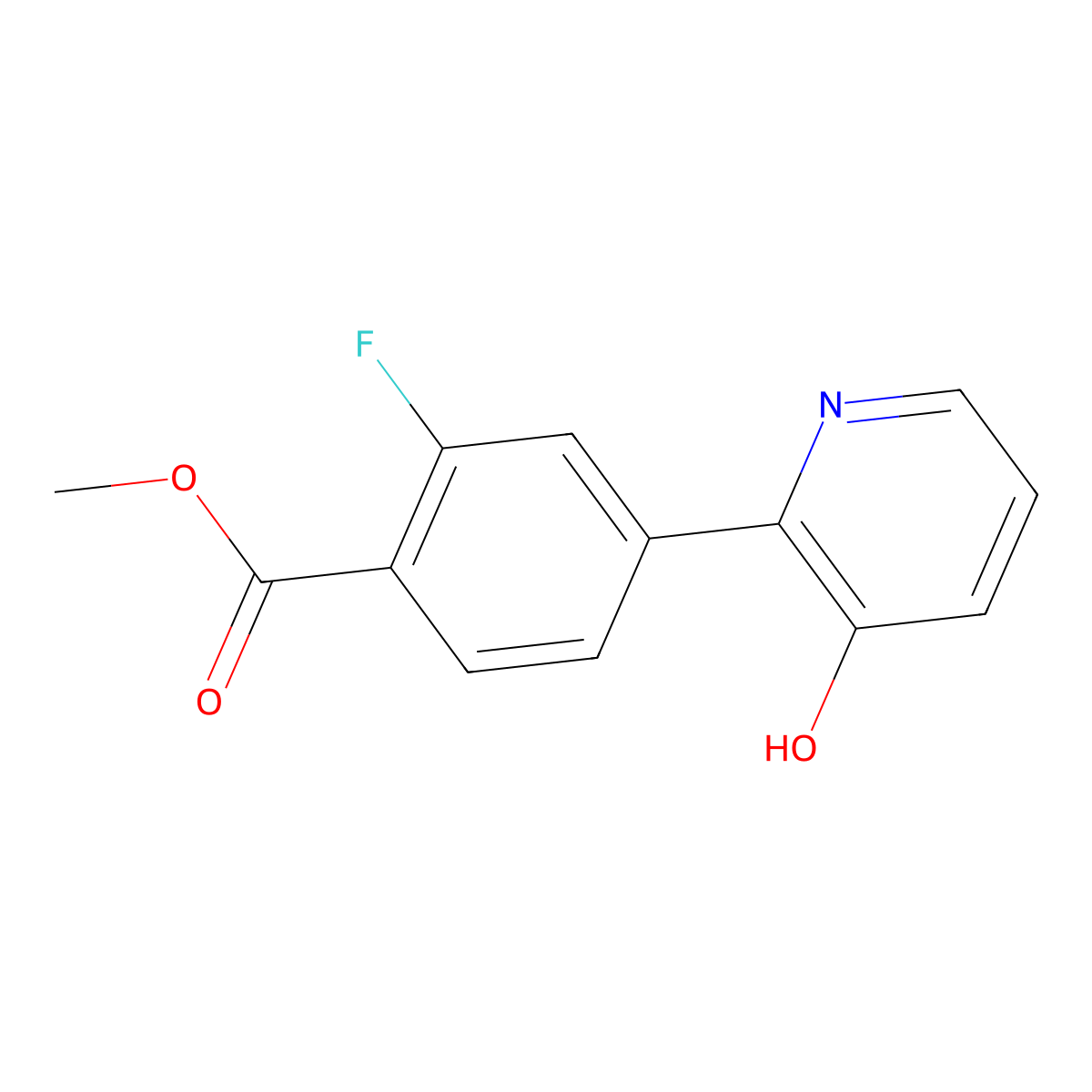 Methyl 2-fluoro-4-(3-hydroxypyridin-2-yl)benzoate molecular structure, CAS 1261895-94-6