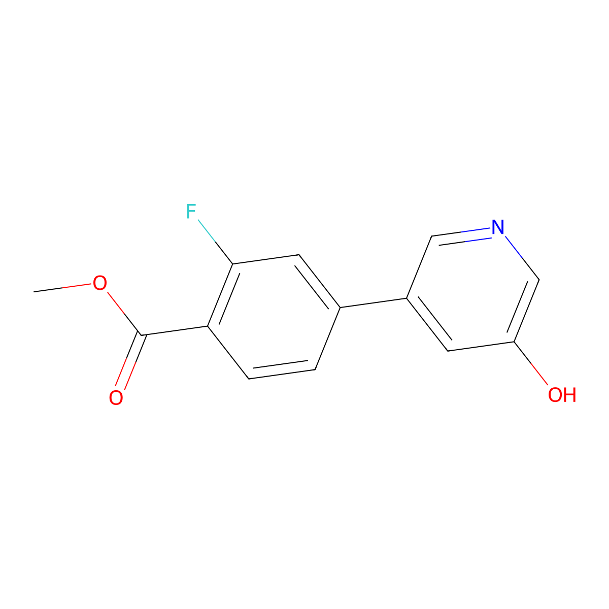 Methyl 2-fluoro-4-(5-hydroxypyridin-3-yl)benzoate molecular structure, CAS 1261895-97-9