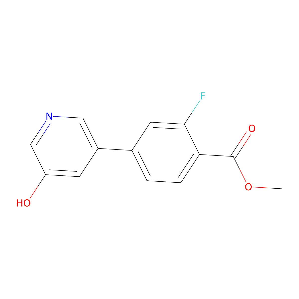 Methyl 2-fluoro-4-(5-hydroxypyridin-3-yl)benzoate molecular structure, CAS 1261895-97-9