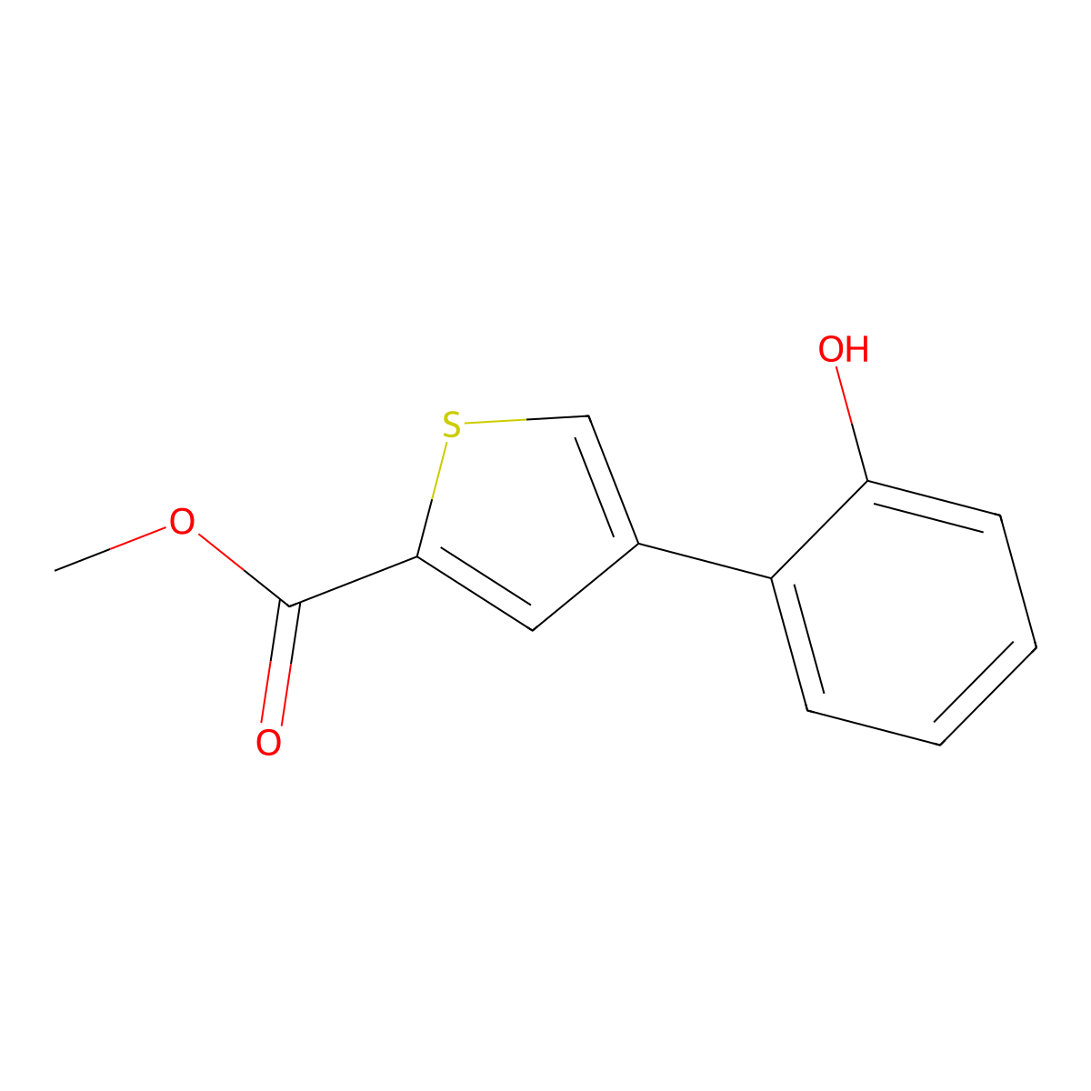 Methyl 4-(2-hydroxyphenyl)thiophene-2-carboxylate molecular structure, CAS 1261896-20-1