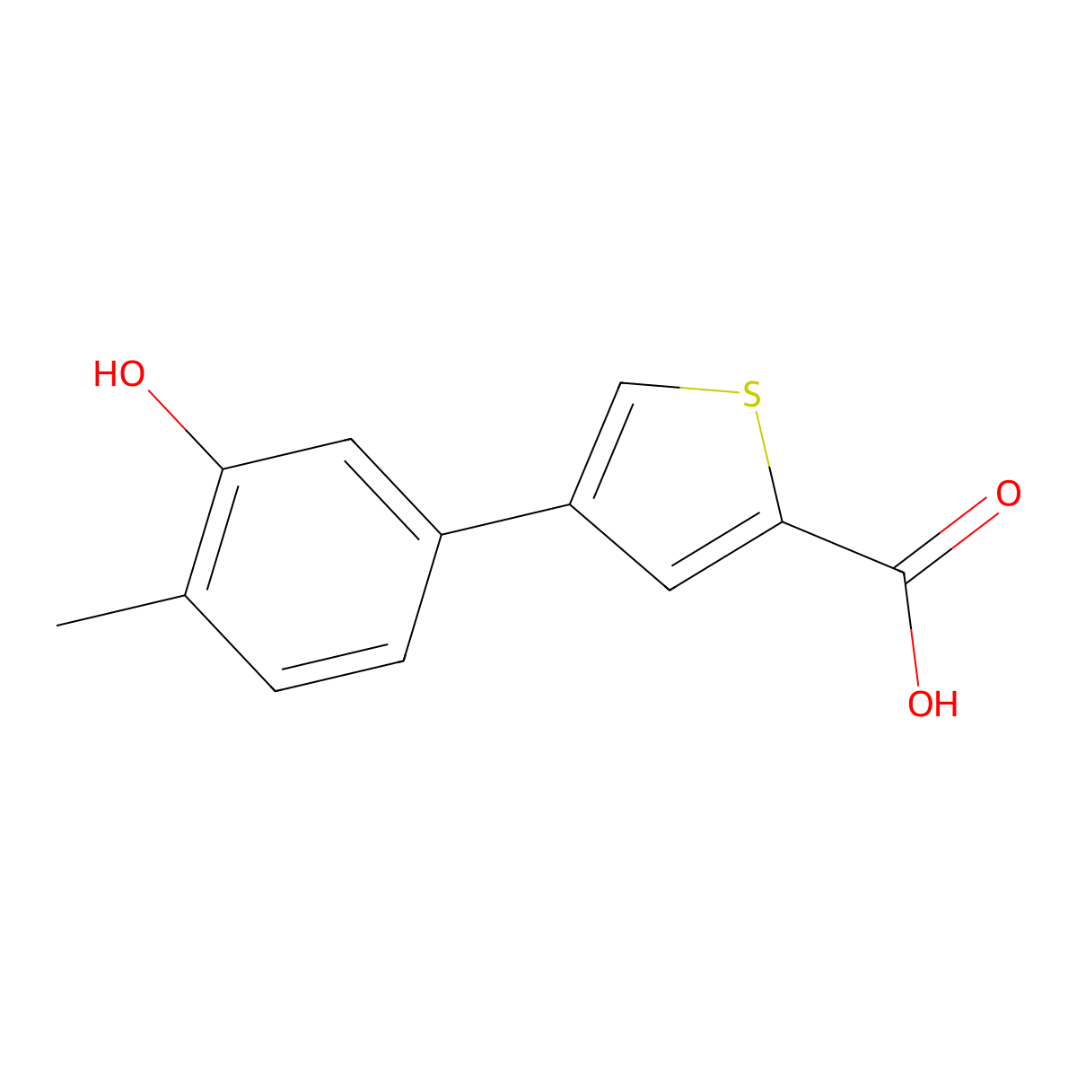 4-(3-Hydroxy-4-methylphenyl)thiophene-2-carboxylic acid molecular structure, CAS 1261896-66-5