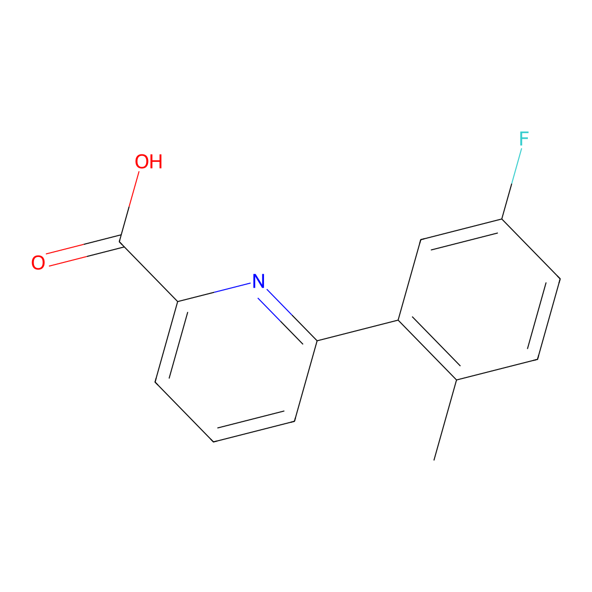 6-(5-Fluoro-2-methylphenyl)picolinic acid molecular structure, CAS 1261896-76-7