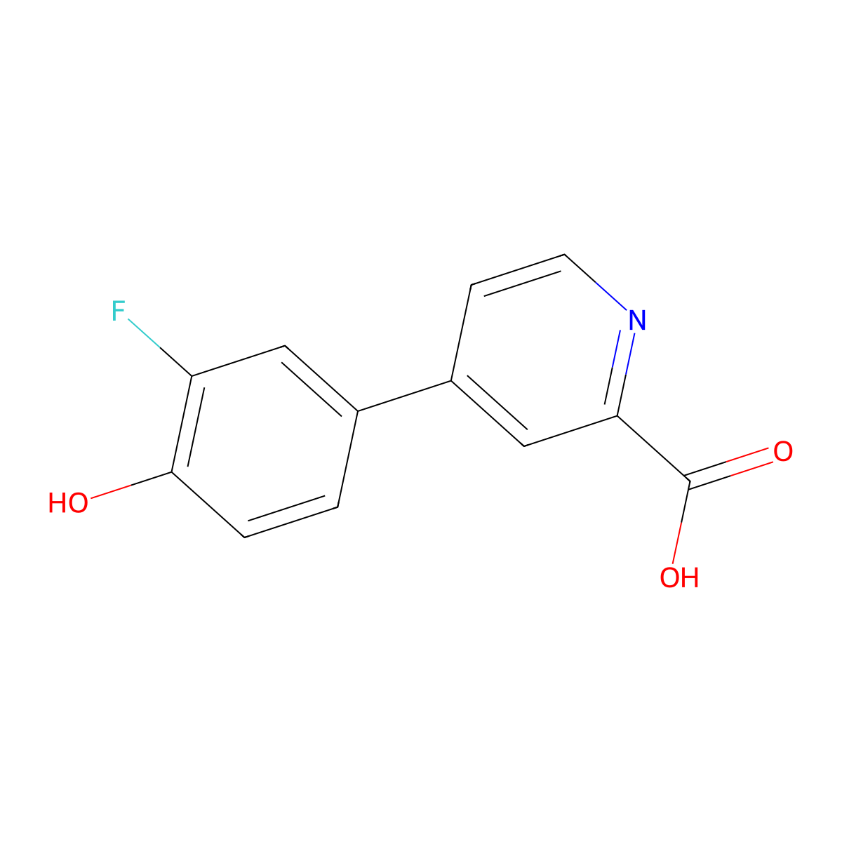 4-(3-Fluoro-4-hydroxyphenyl)picolinic acid molecular structure, CAS 1261896-80-3