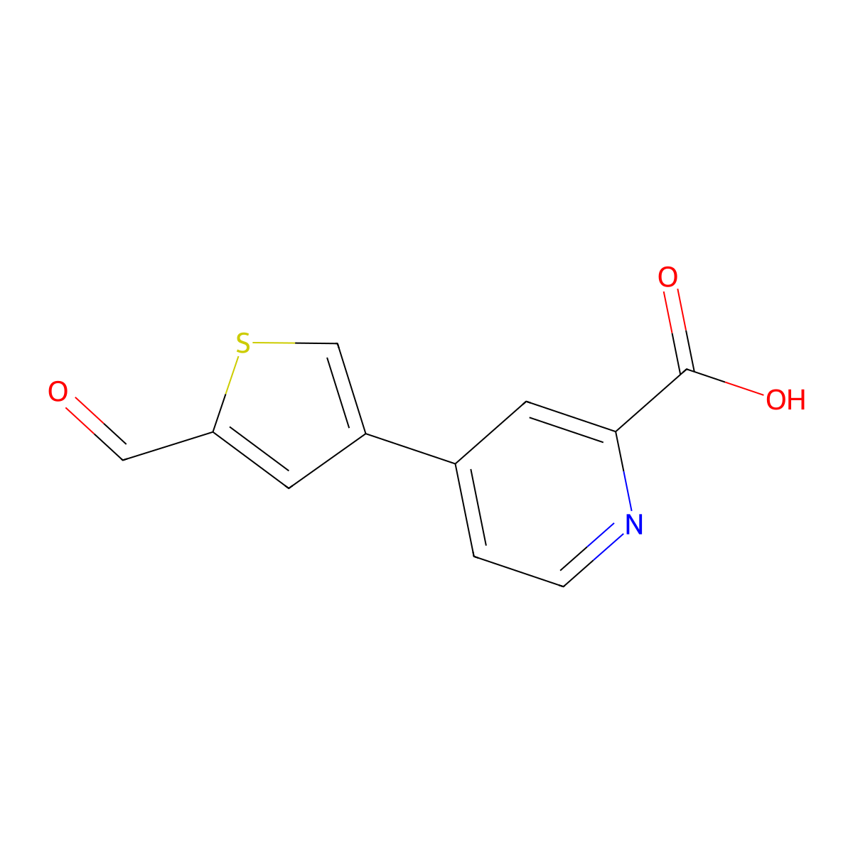 4-(2-Formylthiophen-4-YL)picolinic acid molecular structure, CAS 1261896-83-6