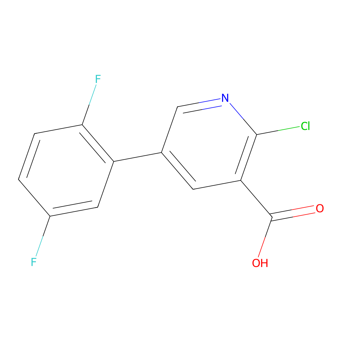 2-Chloro-5-(2,5-difluorophenyl)pyridine-3-carboxylic acid molecular structure, CAS 1261896-88-1