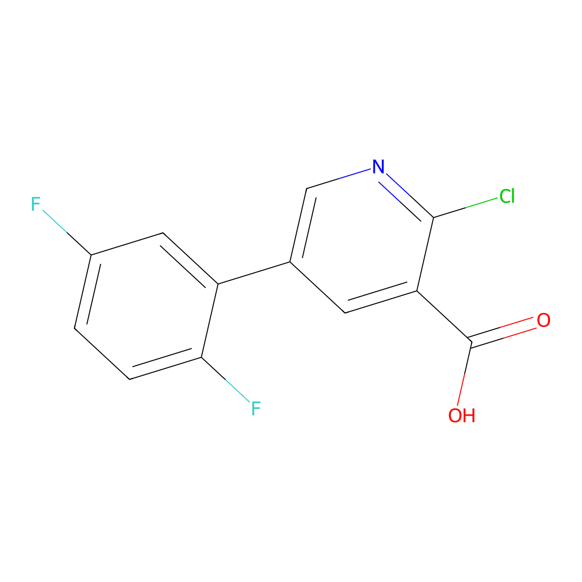 2-Chloro-5-(2,5-difluorophenyl)pyridine-3-carboxylic acid molecular structure, CAS 1261896-88-1