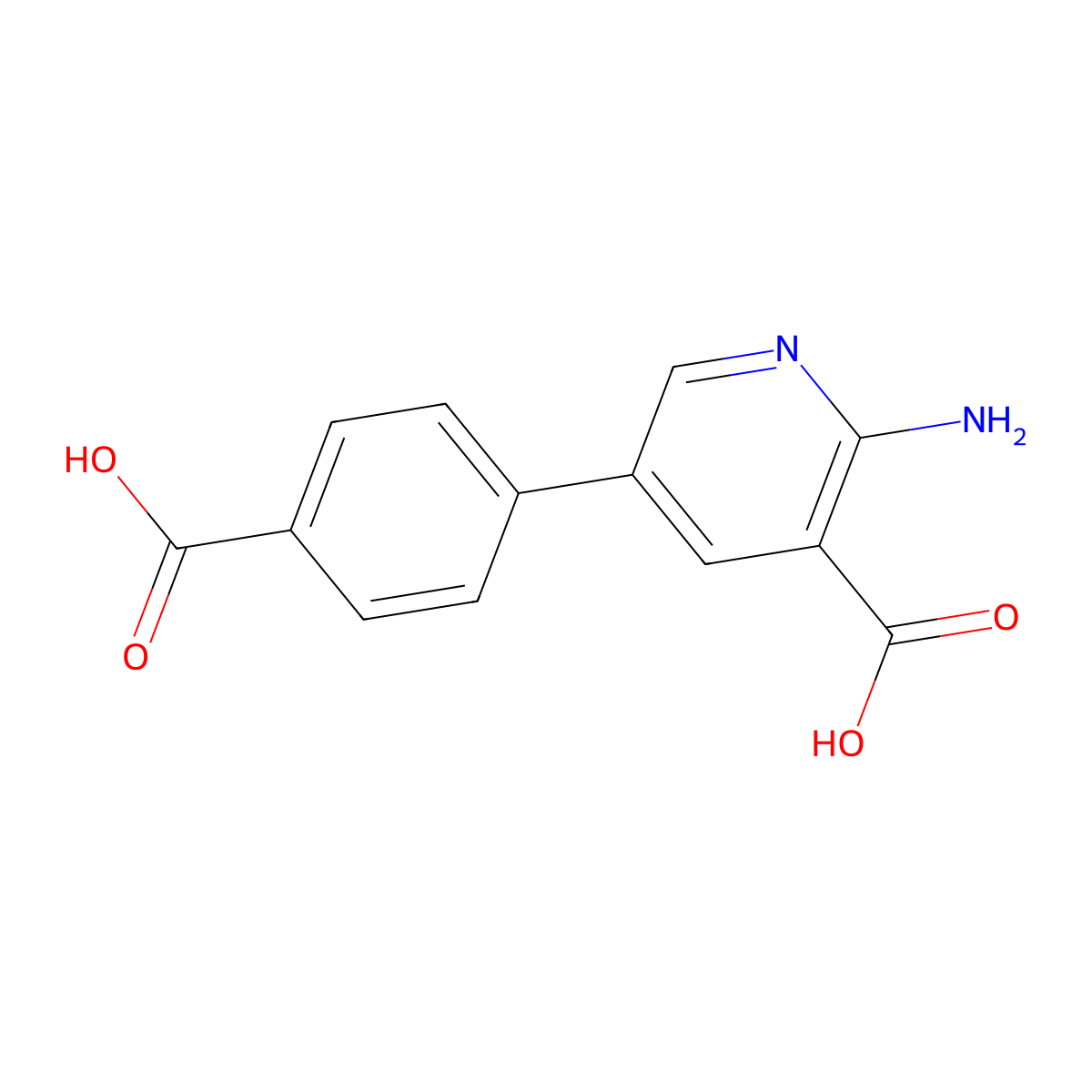2-Amino-5-(4-carboxyphenyl)pyridine-3-carboxylic acid molecular structure, CAS 1261896-90-5