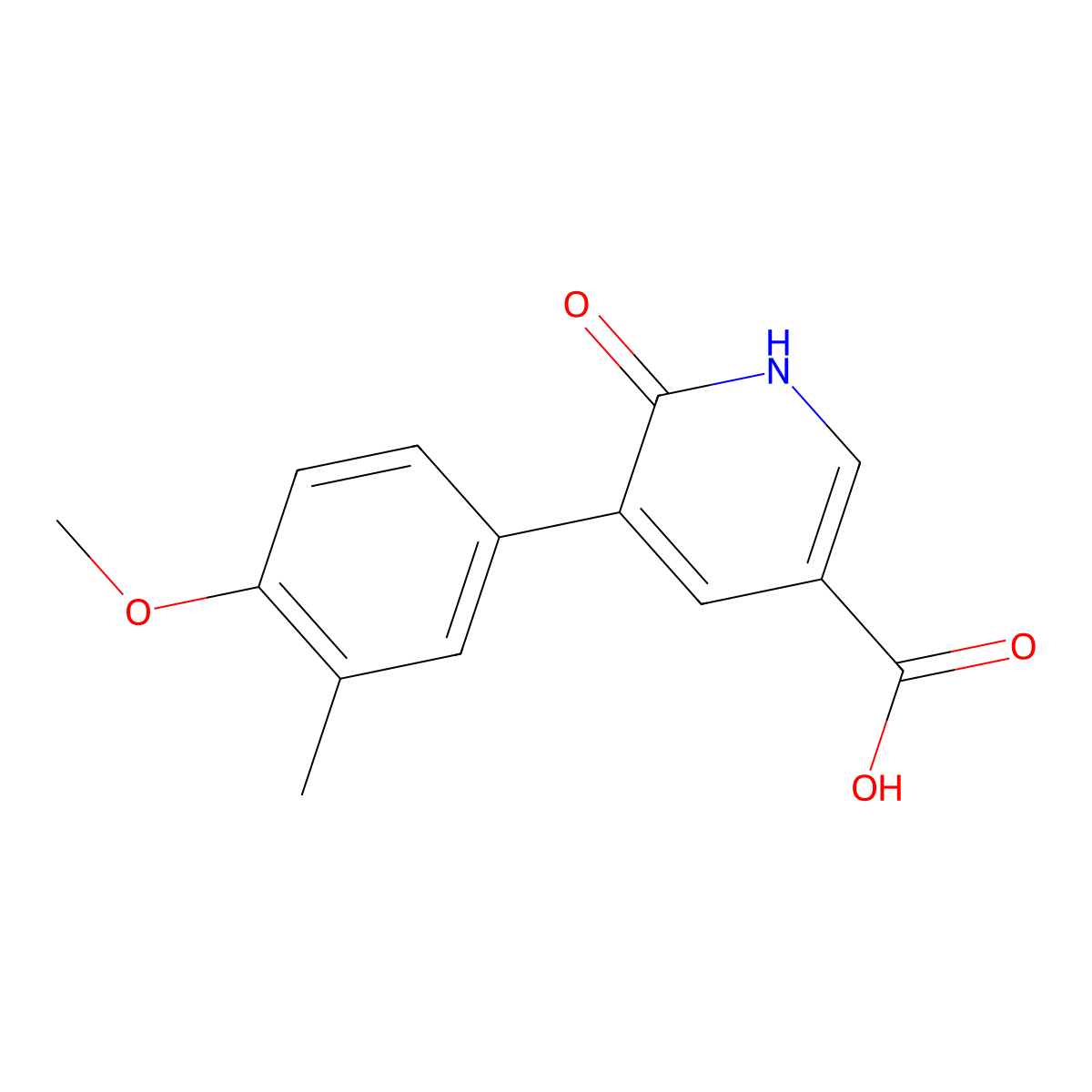 6-Hydroxy-5-(4-methoxy-3-methylphenyl)nicotinic acid molecular structure, CAS 1261896-92-7