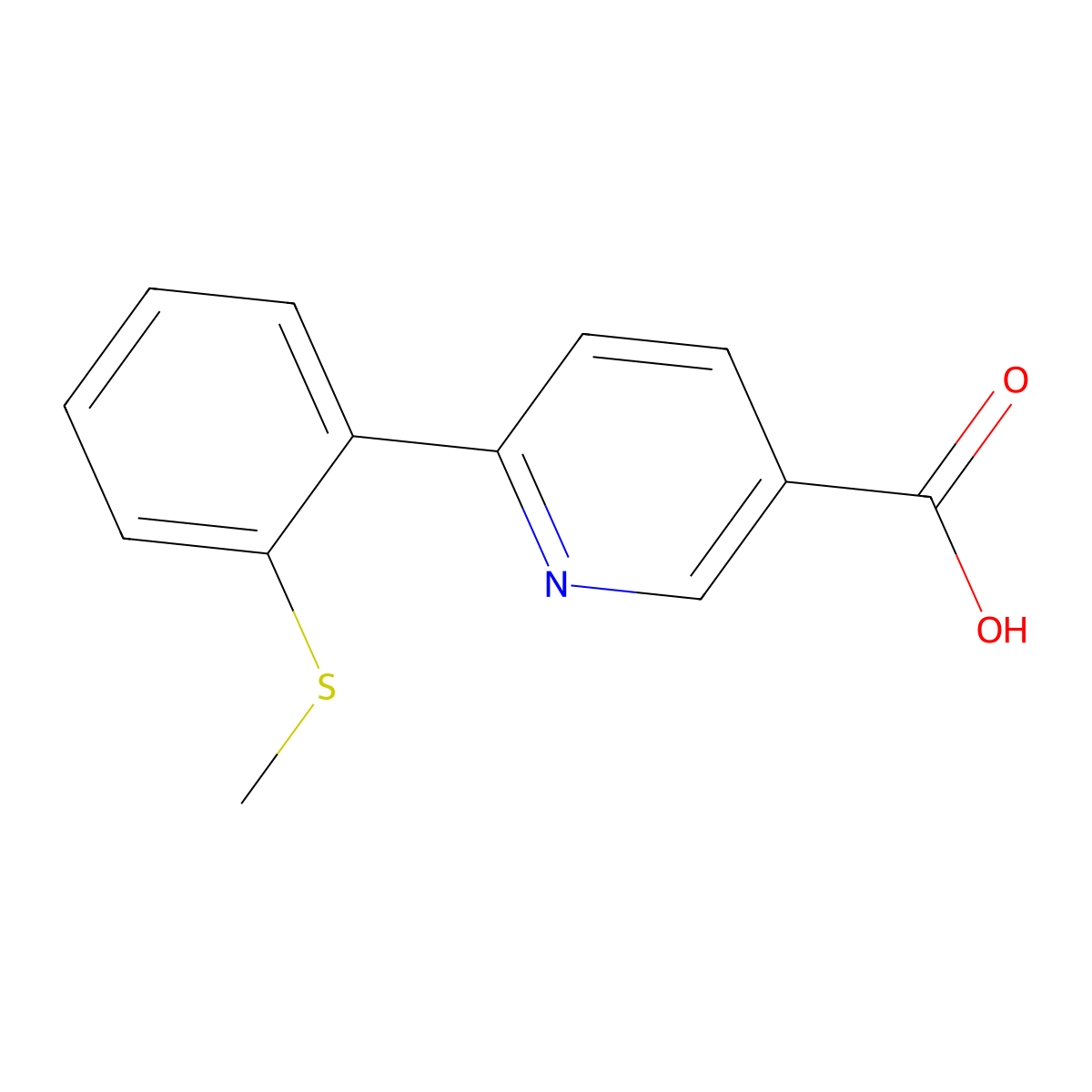 6-(2-Methylthiophenyl)nicotinic acid molecular structure, CAS 1261896-95-0