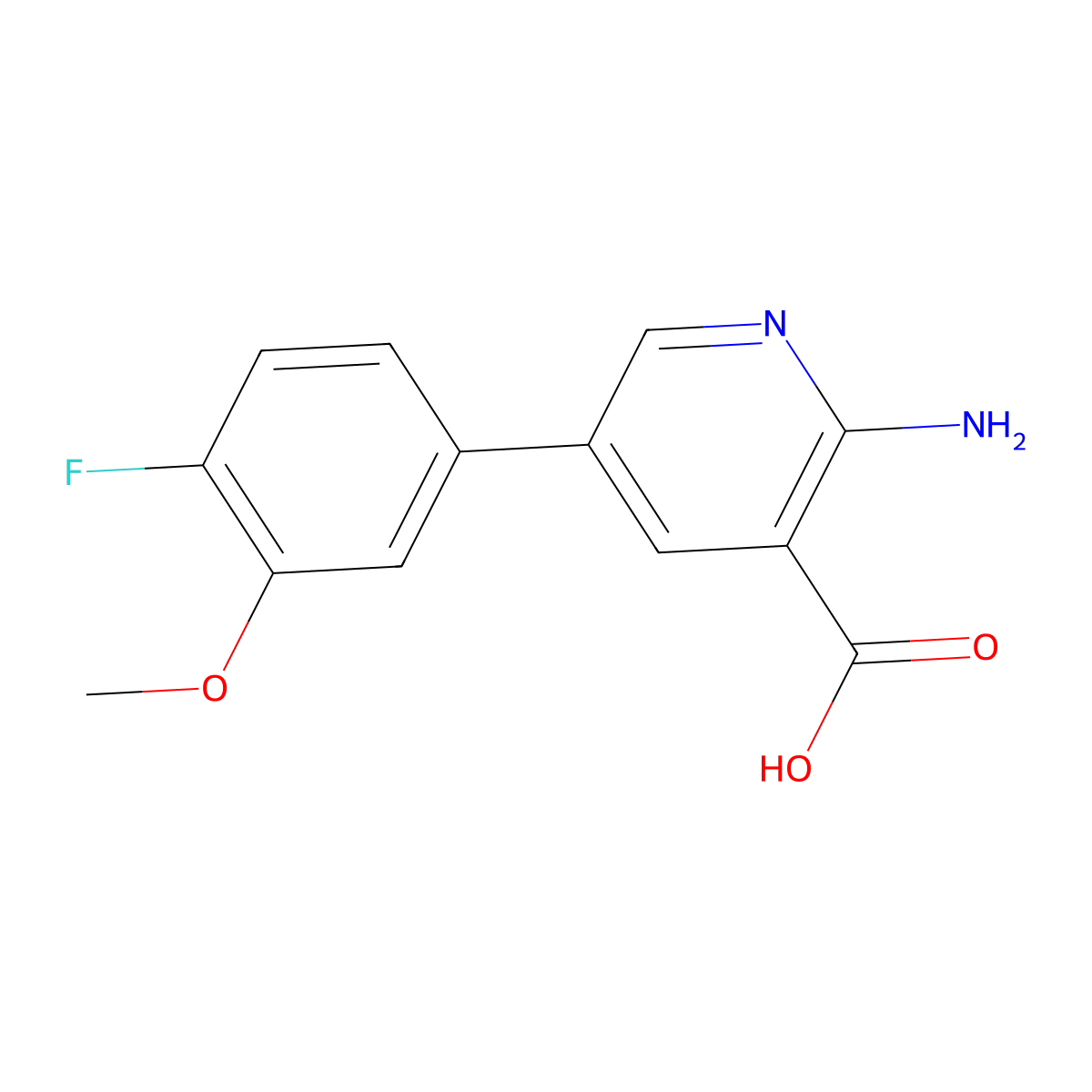 2-Amino-5-(4-fluoro-3-methoxyphenyl)pyridine-3-carboxylic acid molecular structure, CAS 1261897-07-7