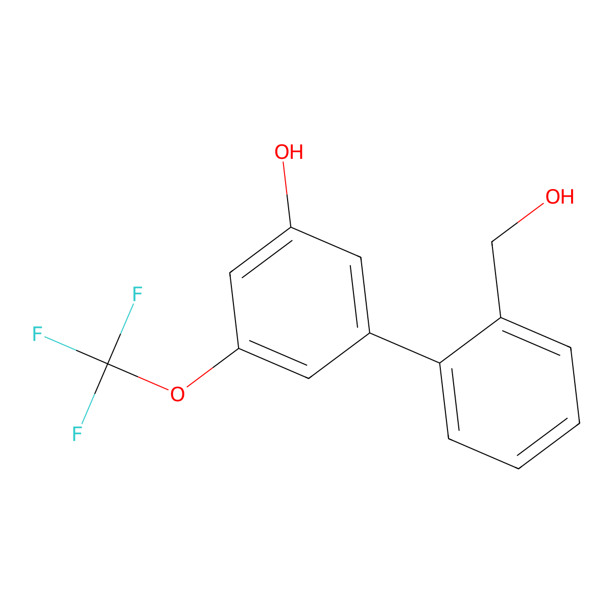5-(2-Hydroxymethylphenyl)-3-trifluoromethoxyphenol molecular structure, CAS 1261897-70-4