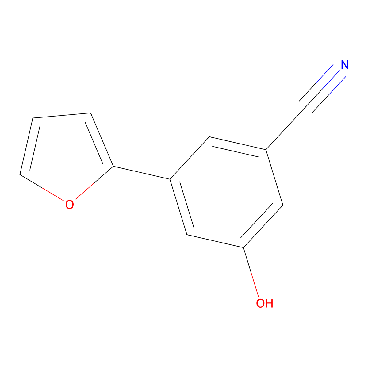 3-(Furan-2-yl)-5-hydroxybenzonitrile molecular structure, CAS 1261897-93-1