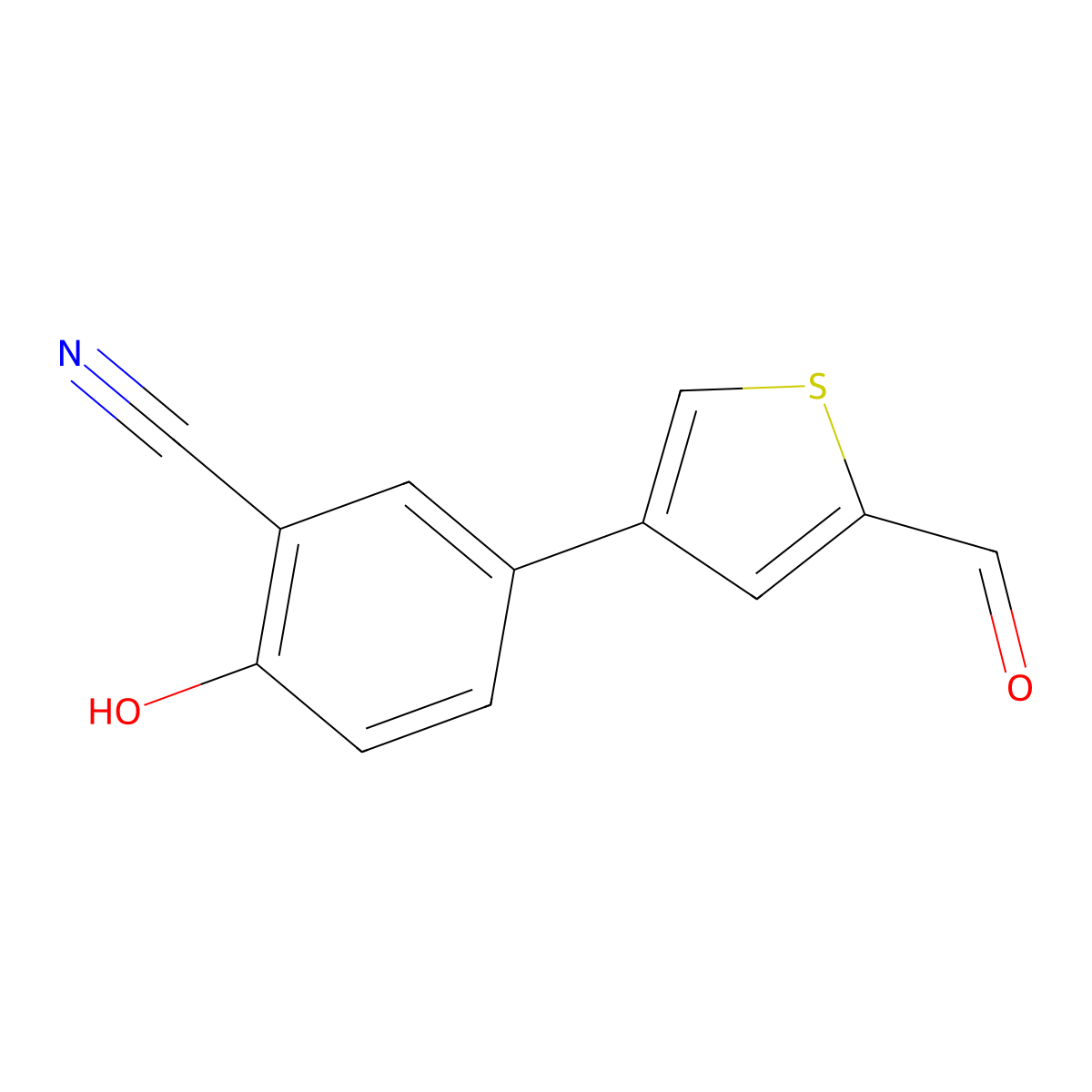 5-(5-Formylthiophen-3-yl)-2-hydroxybenzonitrile molecular structure, CAS 1261897-99-7