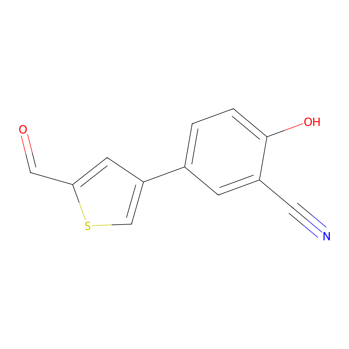 5-(5-Formylthiophen-3-yl)-2-hydroxybenzonitrile molecular structure, CAS 1261897-99-7