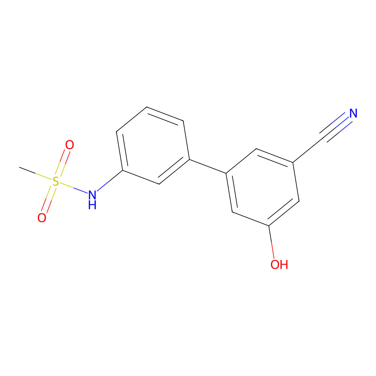 3-Cyano-5-(3-methylsulfonylaminophenyl)phenol molecular structure, CAS 1261898-06-9