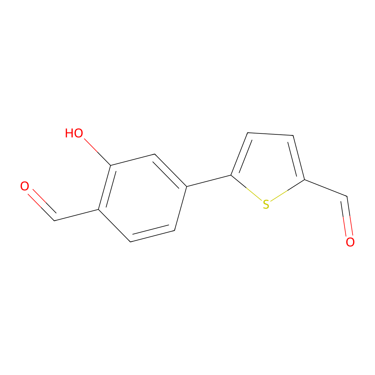 5-(4-Formyl-3-hydroxyphenyl)thiophene-2-carbaldehyde molecular structure, CAS 1261898-13-8