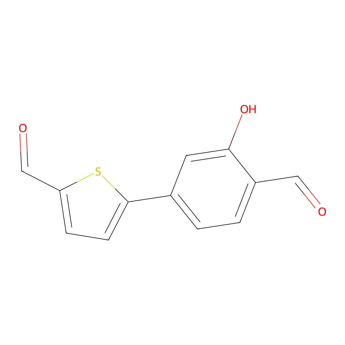 5-(4-Formyl-3-hydroxyphenyl)thiophene-2-carbaldehyde molecular structure, CAS 1261898-13-8