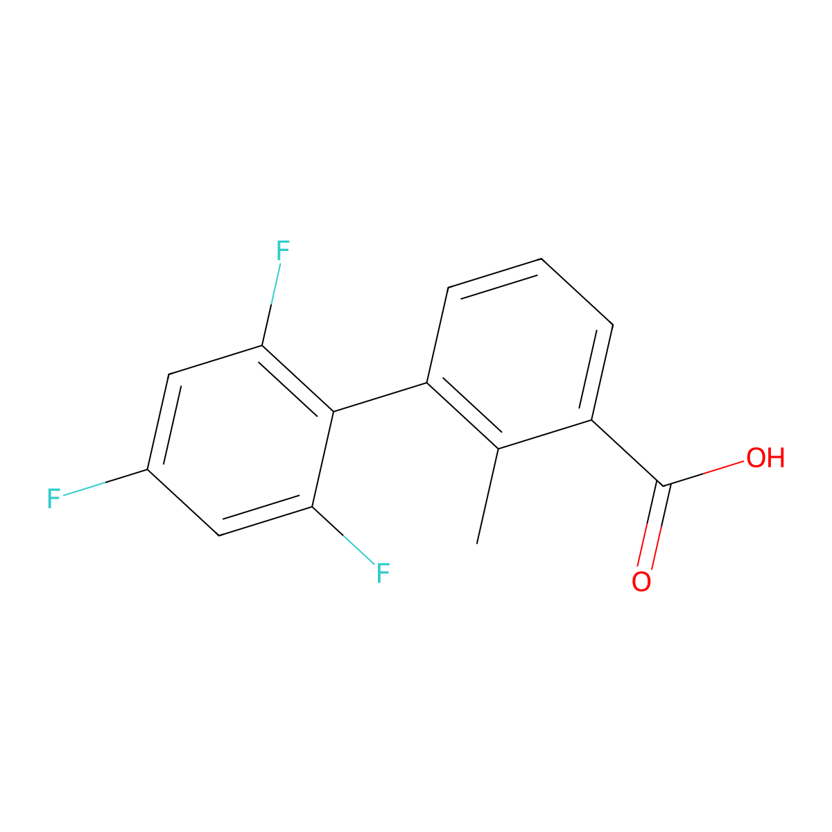 2-Methyl-3-(2,4,6-trifluorophenyl)benzoic acid molecular structure, CAS 1261898-16-1