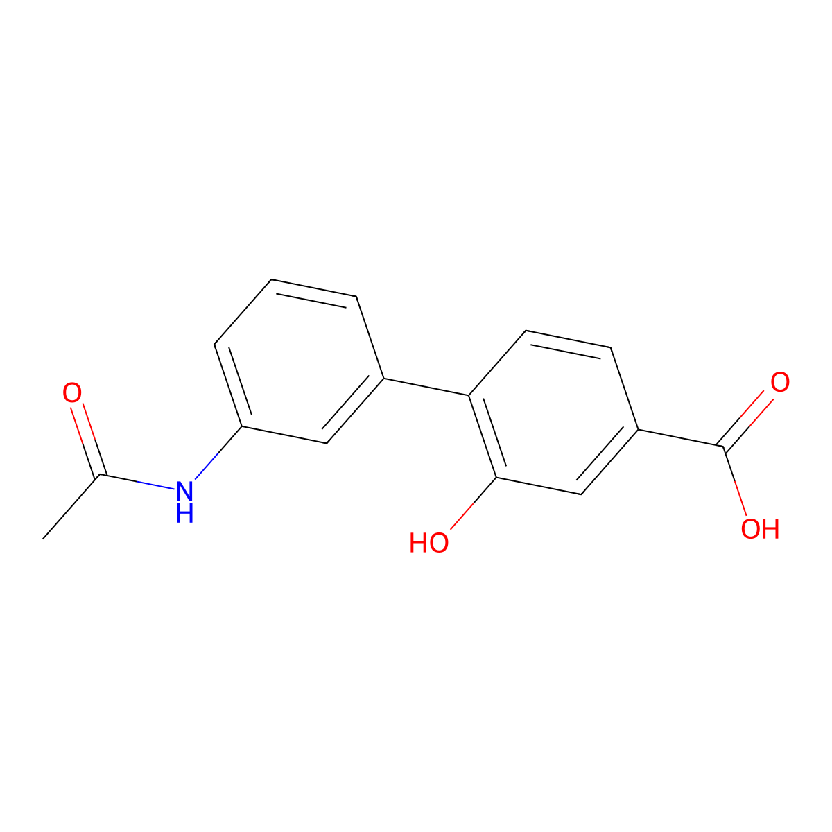 4-(3-Acetylaminophenyl)-3-hydroxybenzoic acid molecular structure, CAS 1261898-20-7
